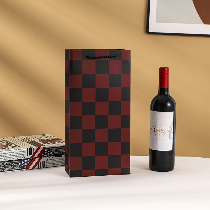 现货纸质手提红酒袋  酒袋  纸质手提礼品袋酒水袋礼品袋黑卡烫金