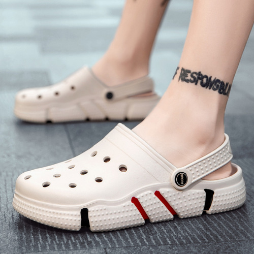 Men's trendy outdoor shoes with holes, large size slippers, two-in-one sandals, home use, anti-slip, summer beach sandals