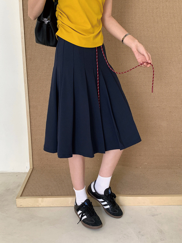 プリーツスカート レディース 夏 2025年新作 韓国風 カレッジスタイル ハイウエスト 着痩せ効果 多用途 プリーツAライン ミディアム丈スカート|undefined
