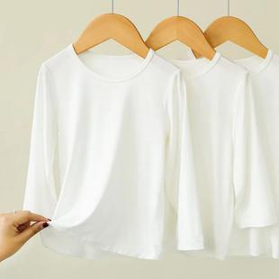 Children's Wear Children's T-Shirt Long Sleeve Base Shirt with Boys' and Girls' Baby Commuter Solid Color Top White Vest