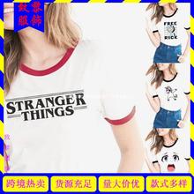 wish 速卖通stranger things春夏字母大码情侣装奇怪物语短袖T恤