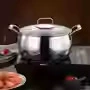 Кастрюля из нержавеющей стали 18/10 без покрытия, 24 см, зеркальная, двойные ручки, индукционная