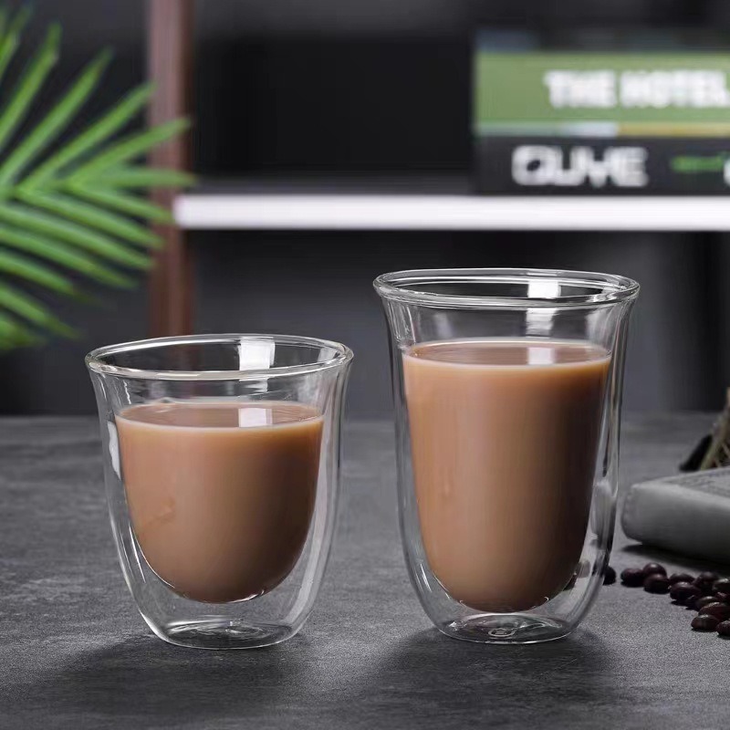 Fabricante de tazas de doble vidrio aislante simple taza de café de leche casera taza de agua transparente cálida