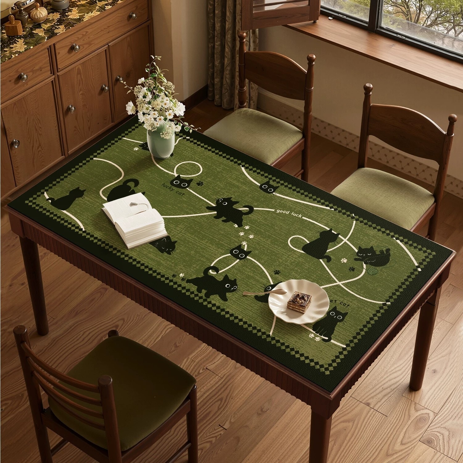 Medieval-Style Dining Table Mat, Waterproof and Oil-Proof, Living Room Coffee Table, Tv Cabinet Tablecloth, Sideboard Mat, Countertop Protection Mat