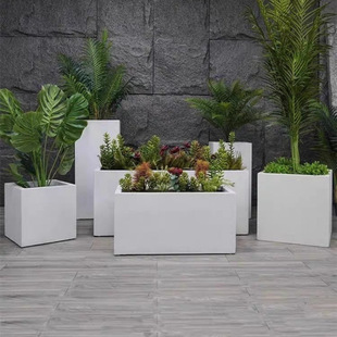 Outdoor Galvanized Sheet Flower Box Balcony Planting Box Square Commercial Street Garden Rectangular Flower Beard Iron Flower Groove Set