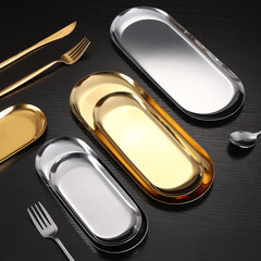 Nordic Instagram-style stainless steel tray elliptical plate jewelry metal items dessert tray desktop storage plate wholesale