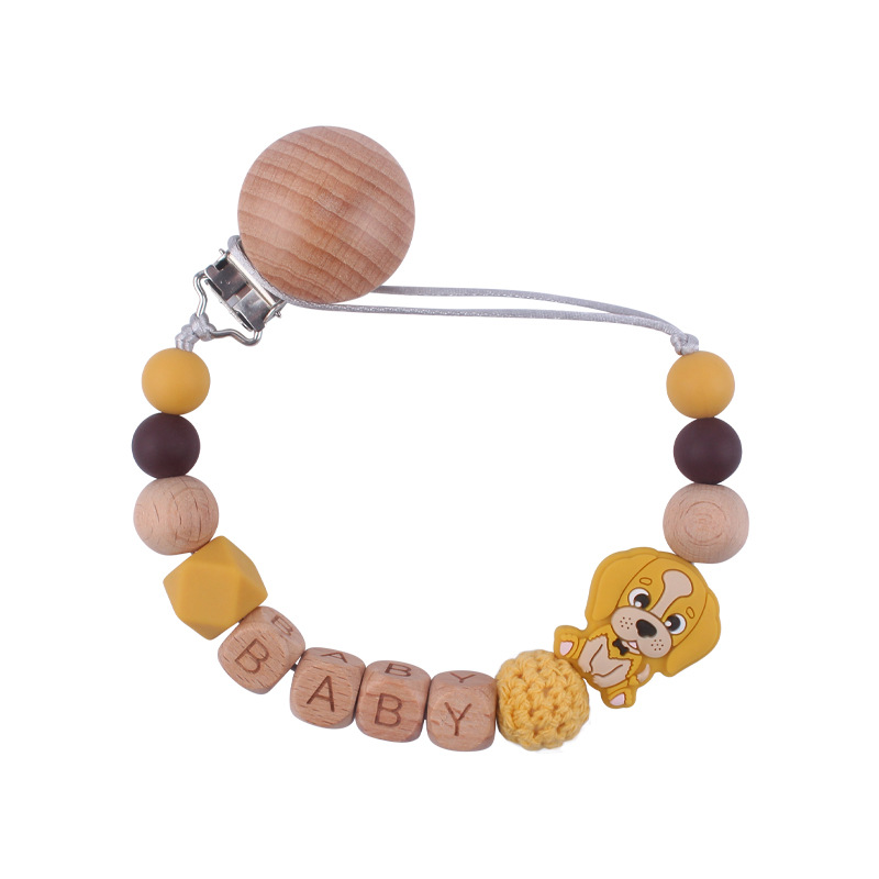 Nuevo bebé suministros de haya chupete clip calmante bebé de dibujos animados animal perro silicona chupete cadena anti-gota cadena