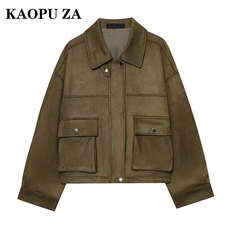 Kaopu Za Cross-Border European and American Clothing Aliexpress Popular Fashion Leather Bomber Jacket