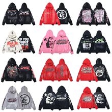 2025新款Hellstar欧美潮牌高街洗水做旧连帽衫男女外贸情侣装卫衣