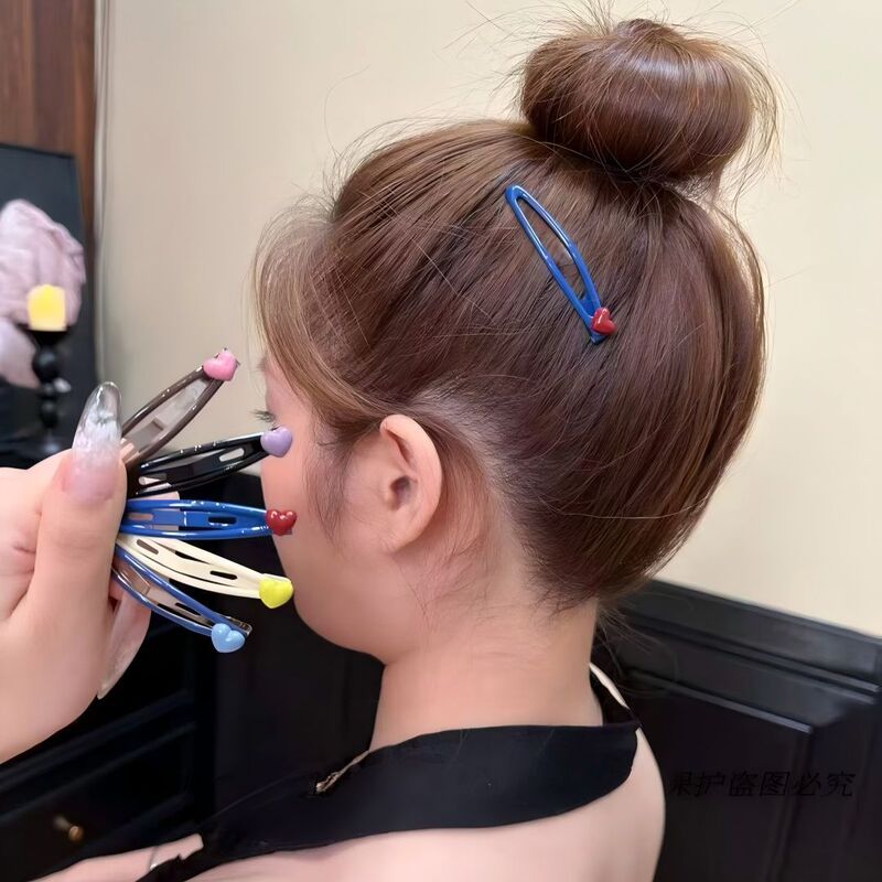 Korean-Style Sweet Heart-Shaped Bb Clip for Women, Simple and Versatile Colorful Bangs Clip, Side Clip, Hair Accessory, Hairpin, Hair Ornament