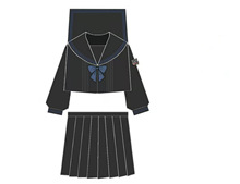 厂家原创蓝三本正版正统JK制服基础款日本学生水手服黑色不良长裙