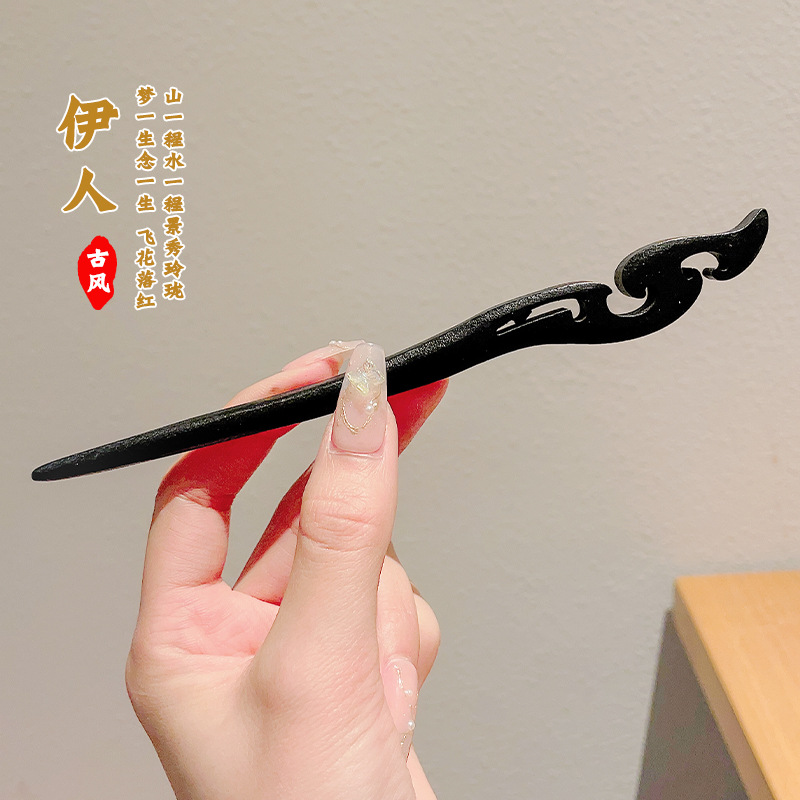 Pinzas de cabello de madera para mujeres nuevos pinzas de estilo chino de alto nivel diarios vestido de caballo de viaje antiguo sándalo bandeja de cabello pinzas de cabello tocado