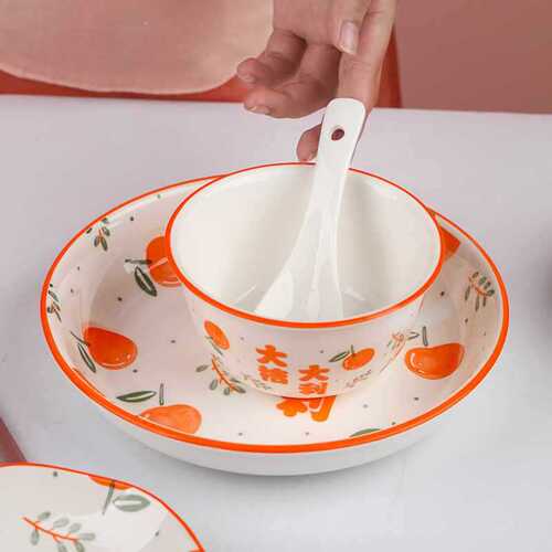 Wholesale Moving Set Tableware Set Moving Home Ceramic Gift Bowl and Chopsticks Plate Combination Creative Fresh and Clean Dining