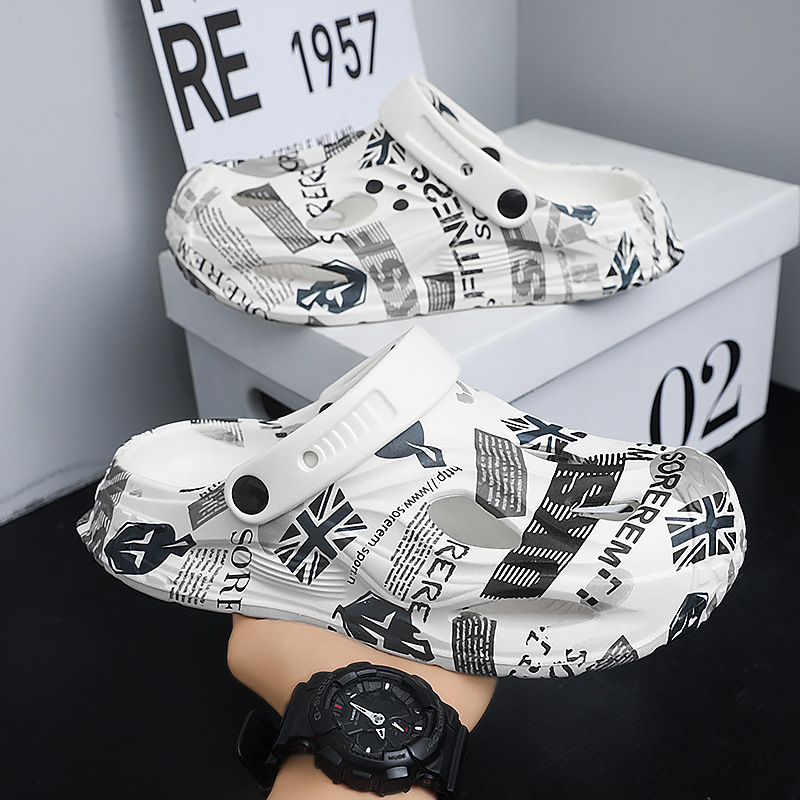 Zapatos con agujeros para hombres, ropa exterior de verano, zapatillas de Baotou casuales y resistentes al desgaste, sandalias de playa de todo fósforo de doble uso para hombres