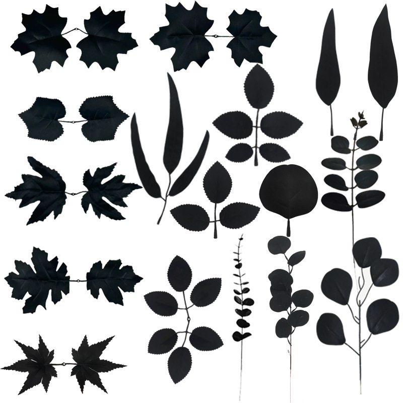 Halloween Black Leaves Maple Leaves Rose Leaves Peony Leaves Spider Leaves Artificial Simulated Leaves Black Halloween Decorations Halloween Black Leaves Maple Leaves Rose Leaves Peony Leaves Spider Leaves Artificial Simulated Leaves Black Halloween Decorations