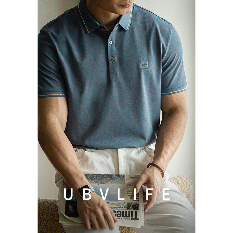 Clearance Sale Mercerized Cotton Breathable Wrinkle-Resistant Men's Polo Shirt Summer Versatile Anti-Deformation Business Casual Polo Shirt