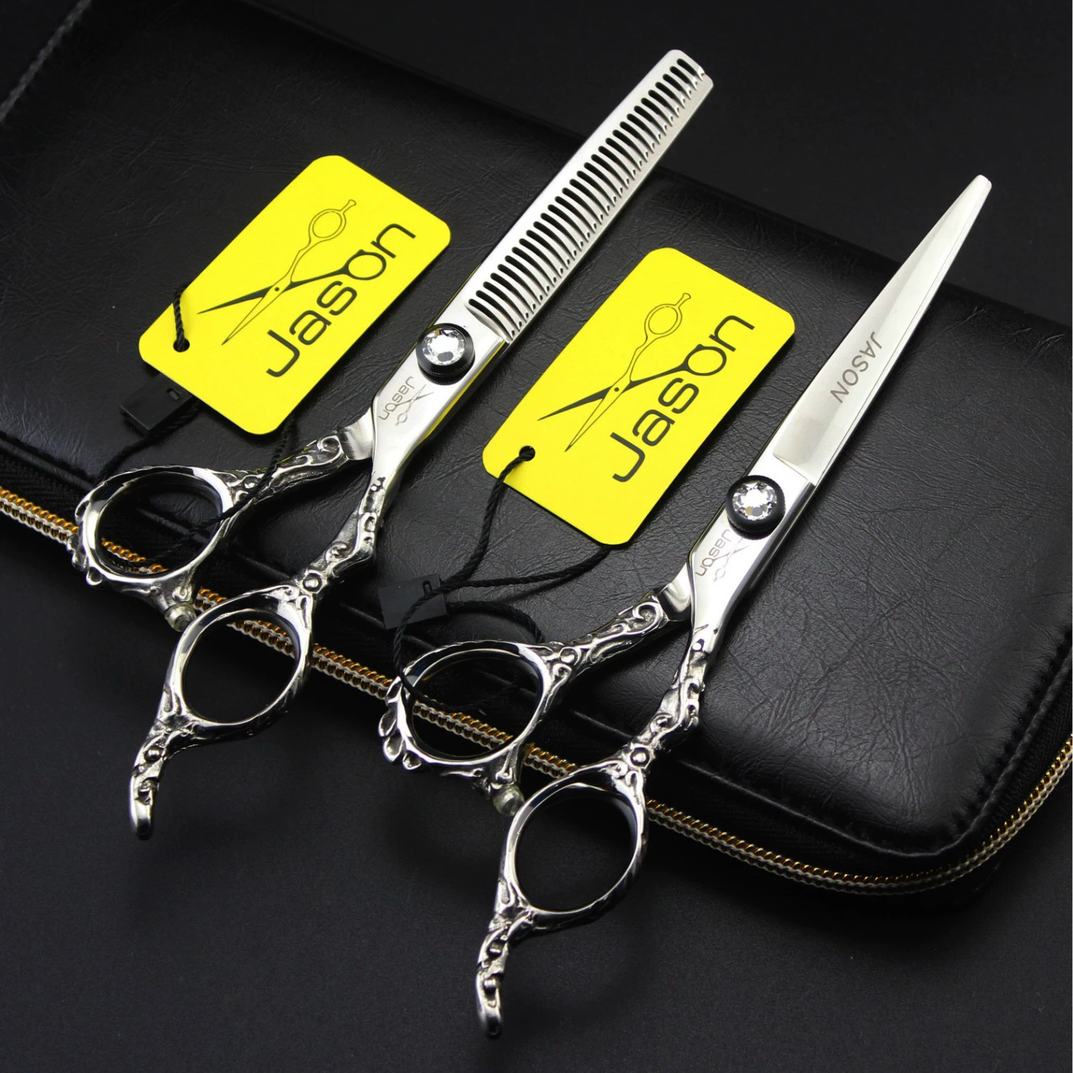 Ножницы для стрижки hair scissors с узором JASON/Jason HE-02, плоские зажимы для волос, зажимы для челки, тонкие зажимы, зубчики зажимов