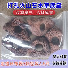 火山石定植环厂家直销水草固定底座造景石装饰定值水培火山石打孔