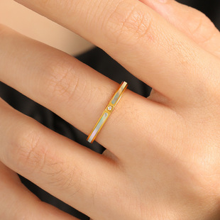 Japanese-Korean Style Light Luxury Simple Weekly Circle Fritillaria Ring Women's Micro-inlaid One Diamond Fine Ring High-grade Titanium Steel Finger Ring