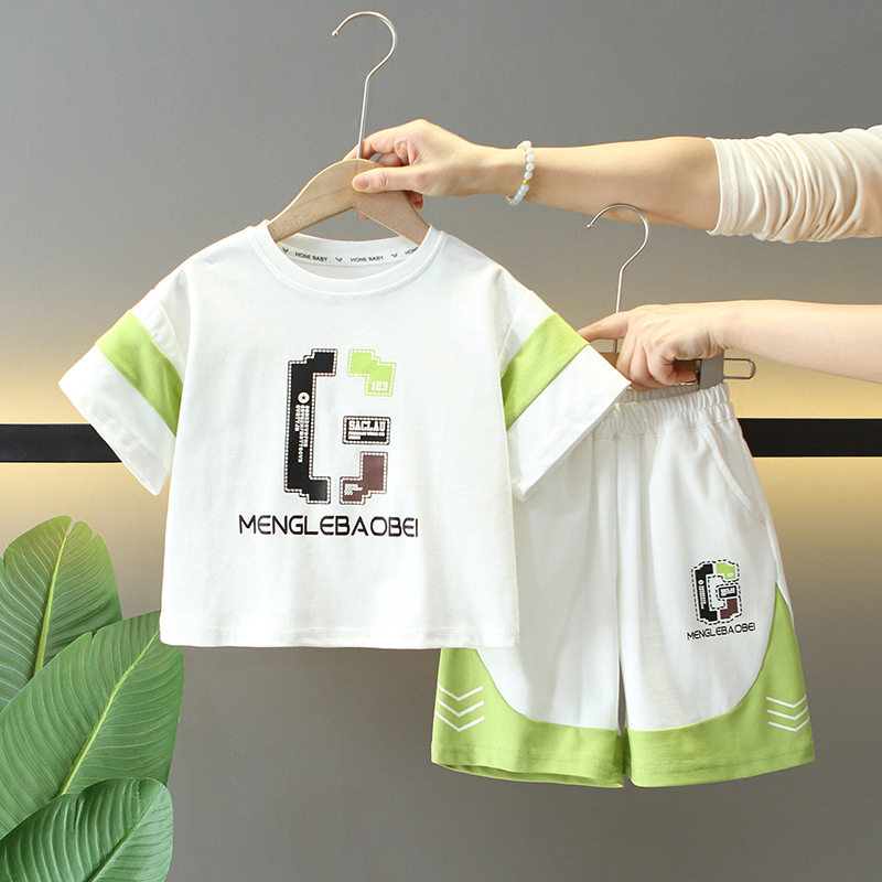 8084 traje de manga corta transpirable para niños verano 2025 nuevo traje de dos piezas casual de verano para niños guapos para bebés