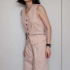 彼女と小衆オリジナルデザイン紙綿質感麻春夏レトロ袖なしベストウエストスーツ馬甲さん