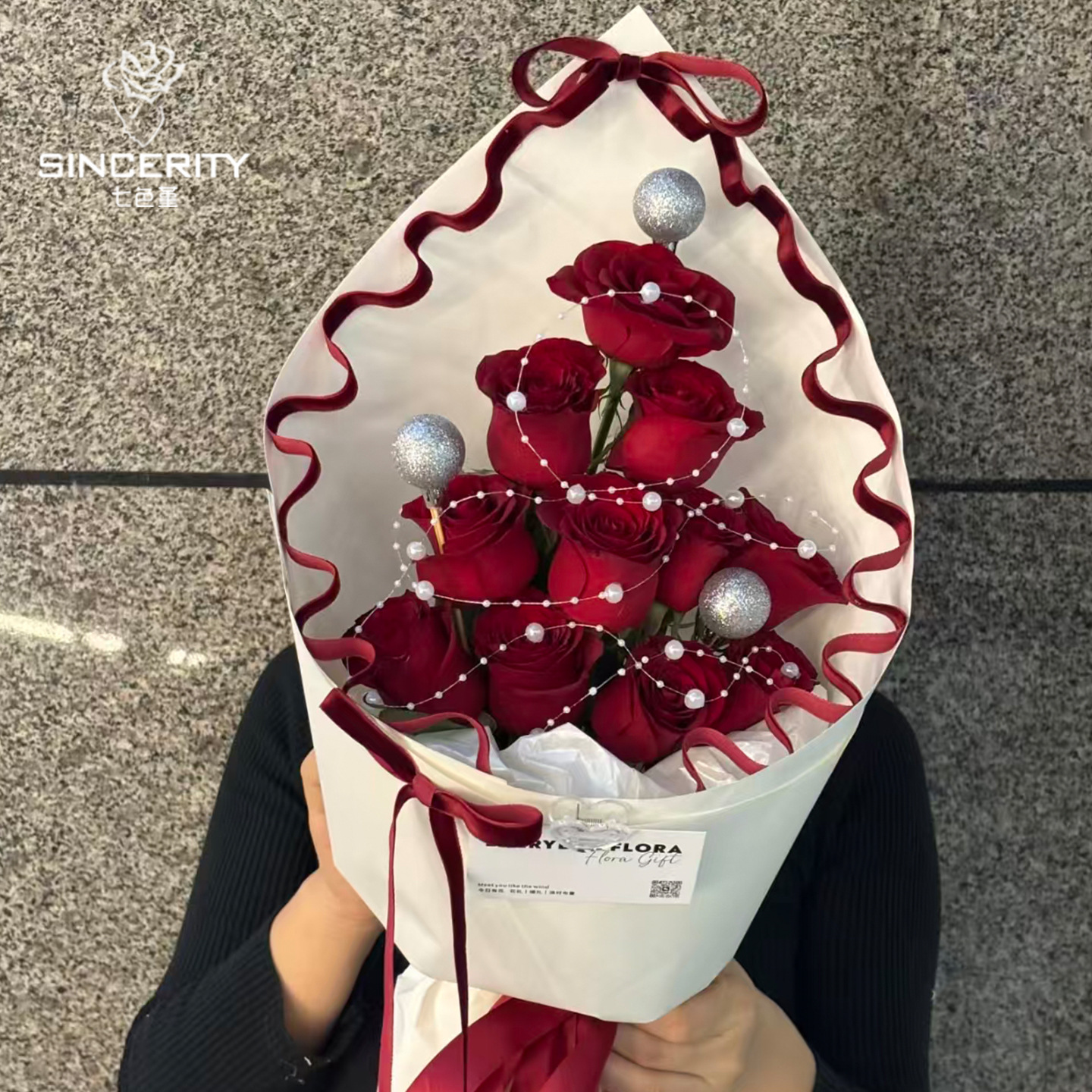 Navidad romántica rosa atmósfera sensación de buquete de flores papel de embalaje buquete de flores rojas creativo con material floral decorativo diy