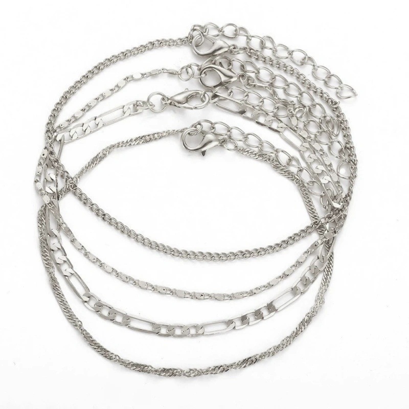 Europa y los Estados Unidos transfronterizos bohemios de viento plano cadena de serpiente torbellino de tres piezas conjunto de cadenas de tobillas multicapa de arena de verano para mujeres