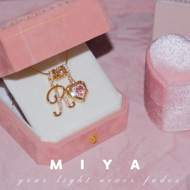 Kindergarten Popular Model, Douyin Internet Celebrity Model, Zircon Heart Letter Necklace, Full Set of Stainless Steel Chain, High Color