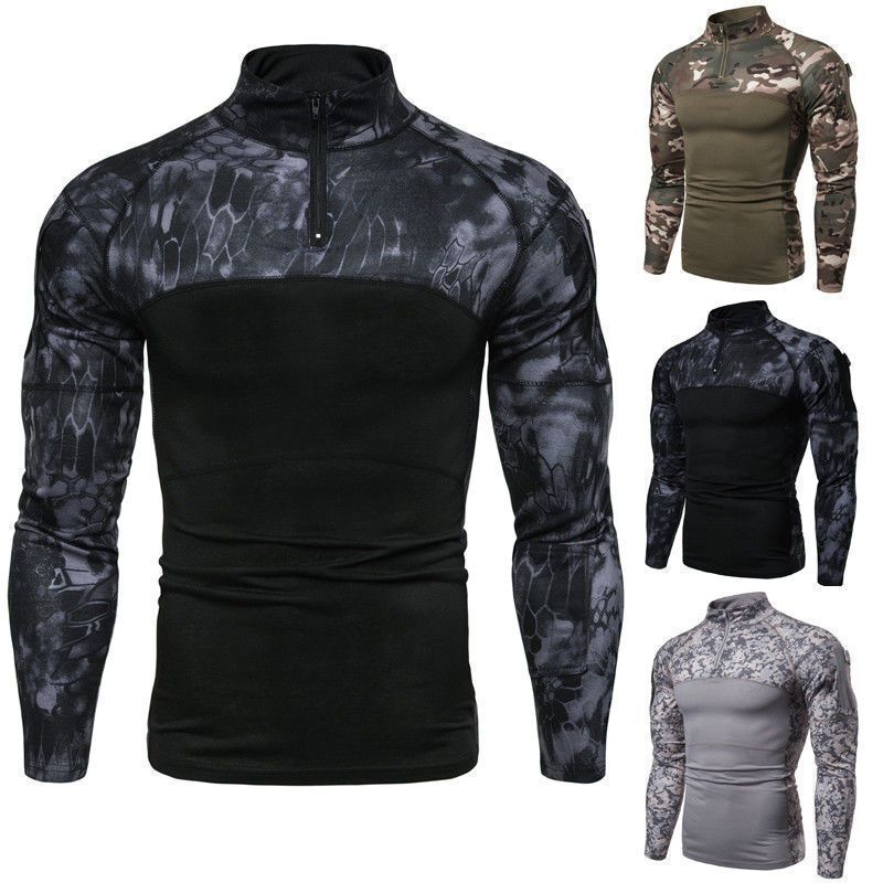 Wolf Warriors Same Style Youth Personality Battlefield Military Outdoor Fitness Camouflage Long-Sleeved T-Shirt Men's Stretch Tight Shirt