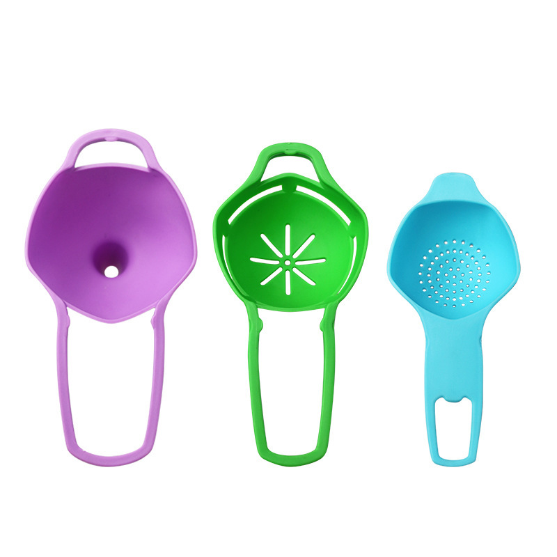 Juego de tres piezas de cocina para repostería casera: embudo de aceite creativo, colador de té y separador de yemas de huevo, superventas transfronterizo.