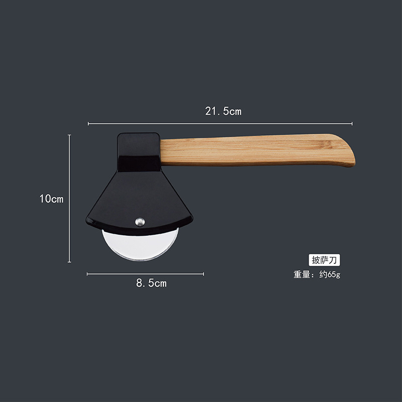 대나무 손잡이가있는 피자 휠 나이프-블랙