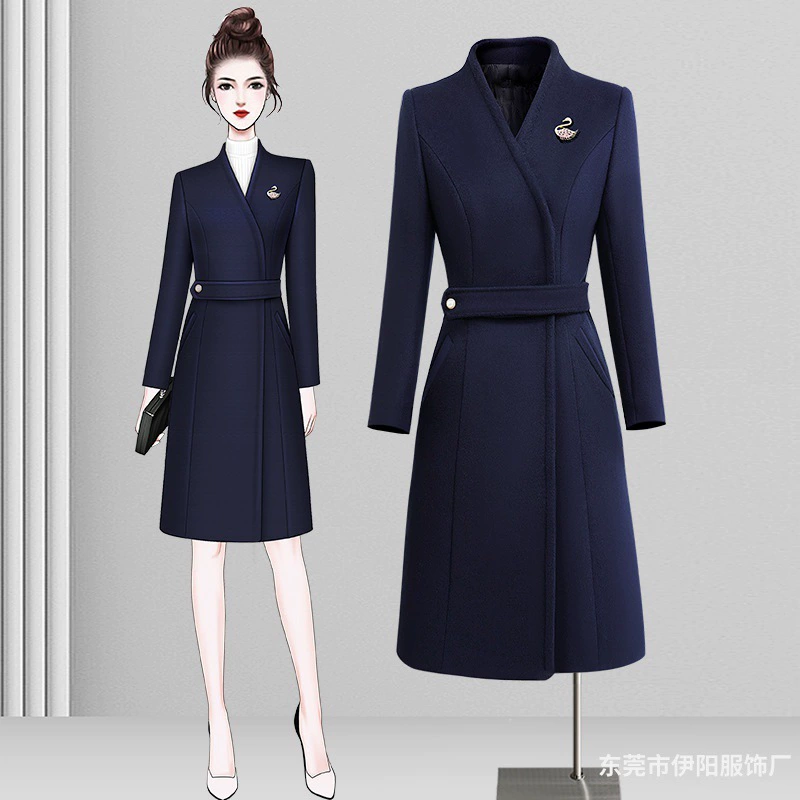 Профессиональное шерстяное пальто рабочая одежда женская зимняя средняя шерстяная куртка