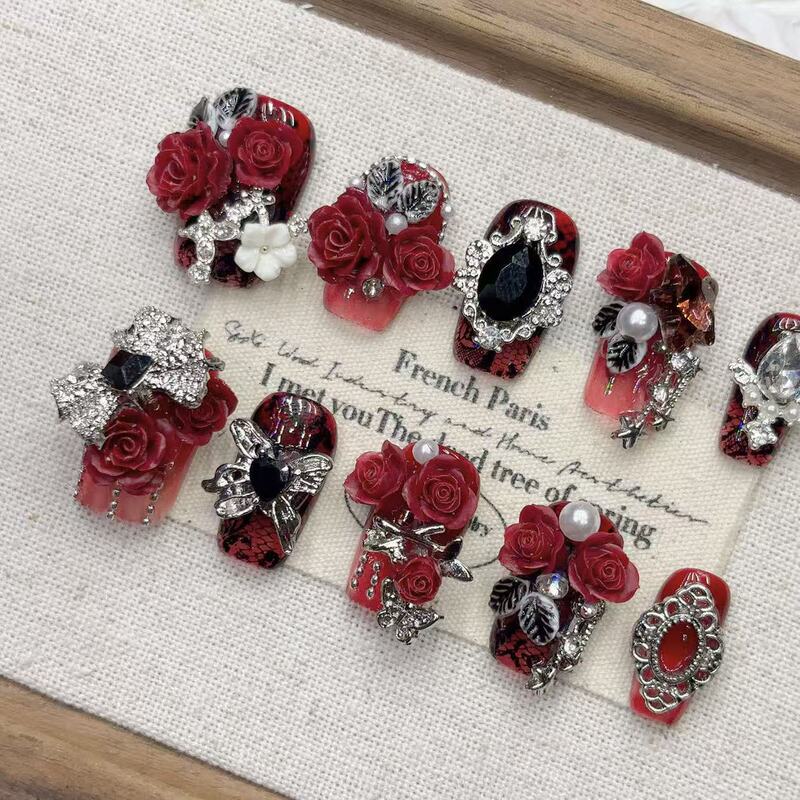 2025 New Year Red Armor Internet Celebrity Hot Style Short Shaved Almond Boutique High Quality Wholesale Purely Handmade Wearable Manicure 2025 New Year Red Armor Internet Celebrity Hot Style Short Shaved Almond Boutique High Quality Wholesale Purely Handmade Wearable Manicure