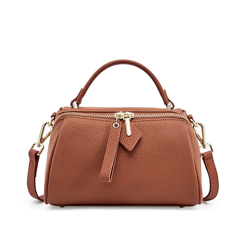 Genuine Leather Elegant Women's Bag 2026 New Retro Simple Classic Boston Handbag Cowhide Crossbody Shoulder Bag - Thumbnail 6