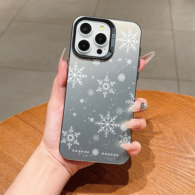 Ins高級雪花適用iPhone15/14promax携帯ケース13/12/11アップル16黒色xsxr|undefined