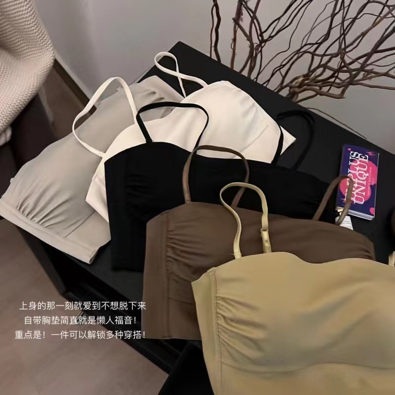 Summer Strapless Underwear Traceless Girl's Small Chest Push-up Big Chest Show Small Thin Beautiful Back Strapless Bra