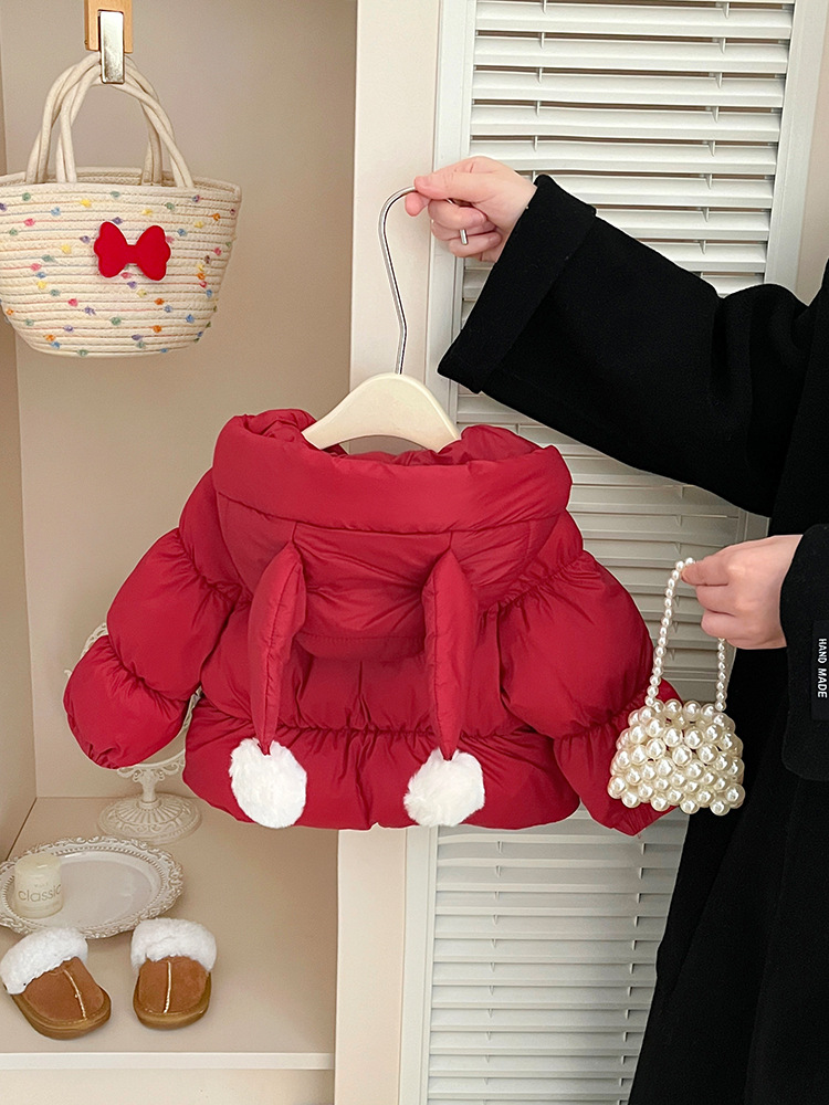 Chaqueta roja de invierno para bebés, ropa de invierno para bebés, chaqueta caliente para niños, ropa de Año Nuevo