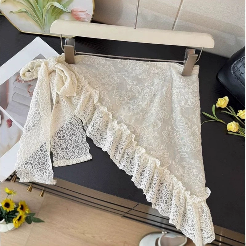 Нерегулярный кружевной бант юбка с бубликом женская весна 2025 года