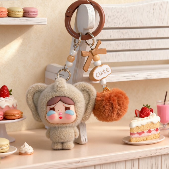 Cute Crying Baby Flocked Travel Elephant Nose Doll Pendant School Bag Pendant Pendant Mobile Phone Chain Gift for Best Friend