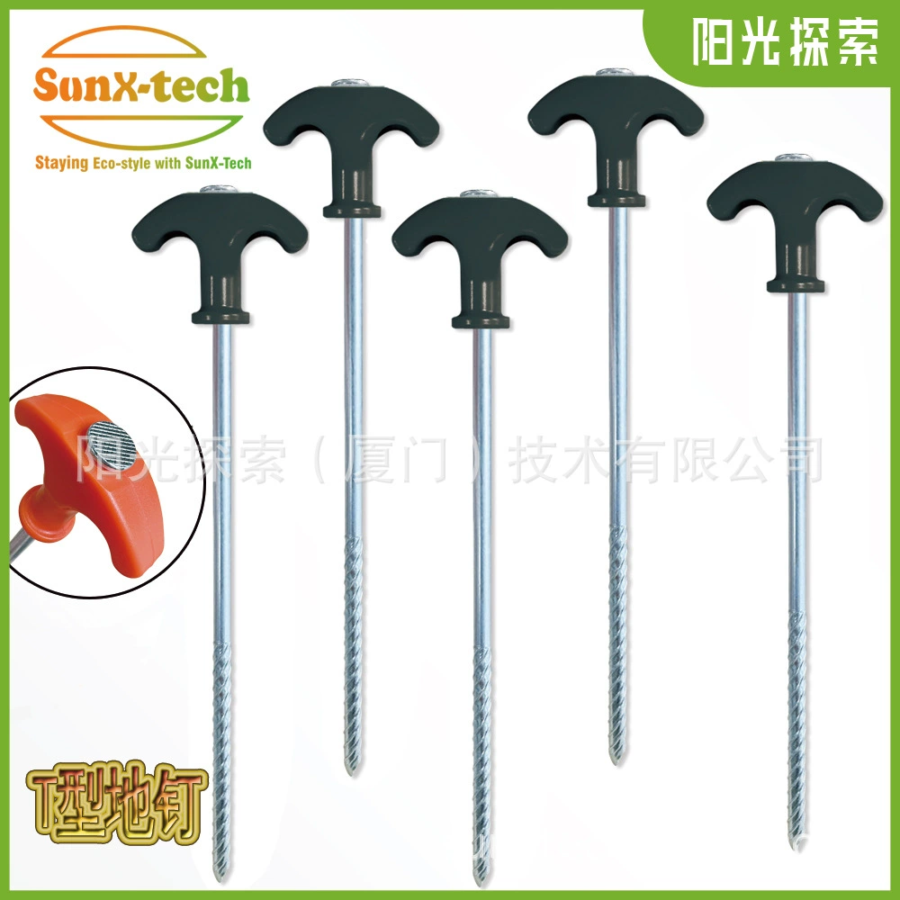 Флуоресцентные винты с Т-образным наконечником, ручные винты из углеродистой стали, 20/25 см, для кемпинга, тента, палатки, садовых работ, прямая продажа