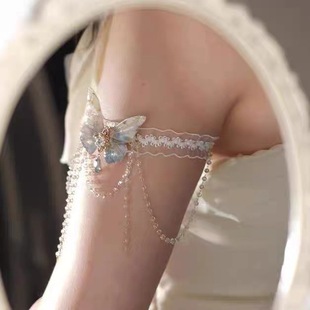 A multi-purpose pure lace butterfly tassel arm ring niche style leg chain bracelet exquisite body chain new hand jewelry