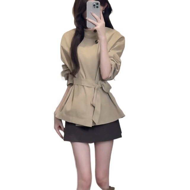 2025年英伦风收腰形短款风衣小个子外套感气质大衣秋季新款女|undefined