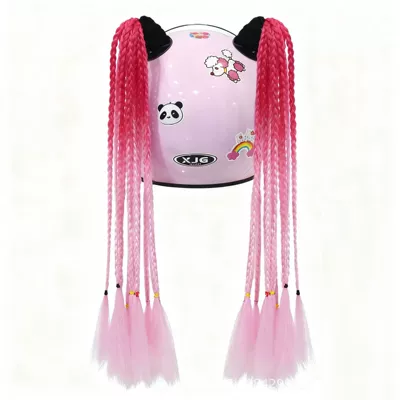 Decoration Suction Cup Ponytail Wig | Motosiklet dəbilqələri - 2-thin-strips-of-red-powder