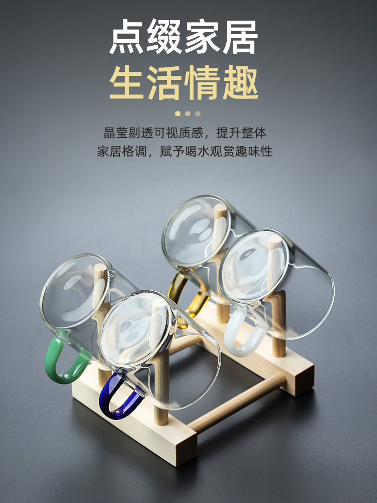 GJU8批發玻璃小茶杯帶把加厚耐熱防爆透明杯品茗杯主人杯家用功夫
