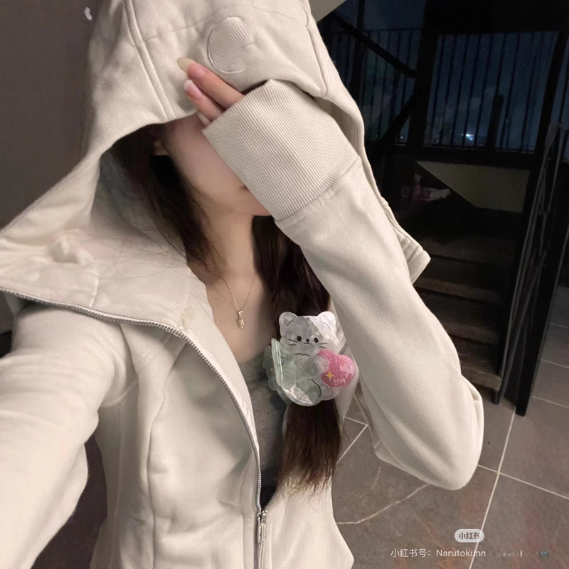 Lulu Scuba Thin Velvet Slim Full Zipper Sweatshirt Hooded Winter Outwear Women's Casual Waist Slimming Look Yoga Wear