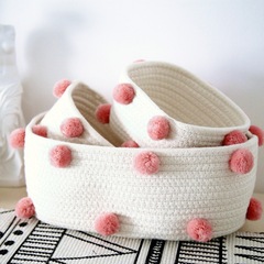 Cotton rope storage basket woven thick desktop cosmetics storage basket small small storage organizer mini storage box