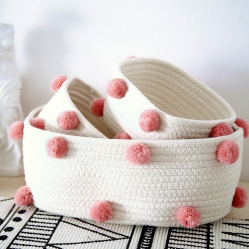 Cotton rope storage basket woven thick desktop cosmetics storage basket small small storage organizer mini storage box