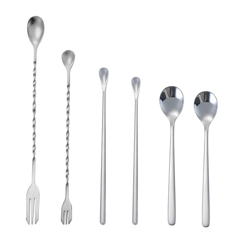 304 stainless steel stirrer coffee stirrer long handle milk tea spoon ice spoon bar spoon two-headed cocktail mixing spoon