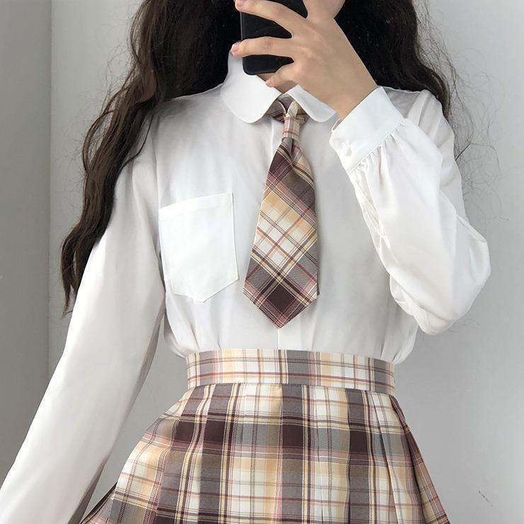 Camisas básicas originales blancas mangas cortas mangas largas cuello agudo cuello redondo JK camisa uniforme 6257