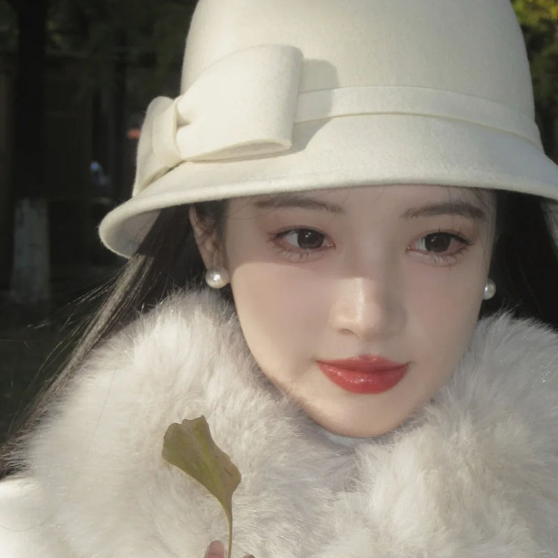 Miss Liuyang rich family daughter hat woolen fisherman hat autumn and winter retro hat socialite style basin hat Miss Liuyang rich family daughter hat woolen fisherman hat autumn and winter retro hat socialite style basin hat